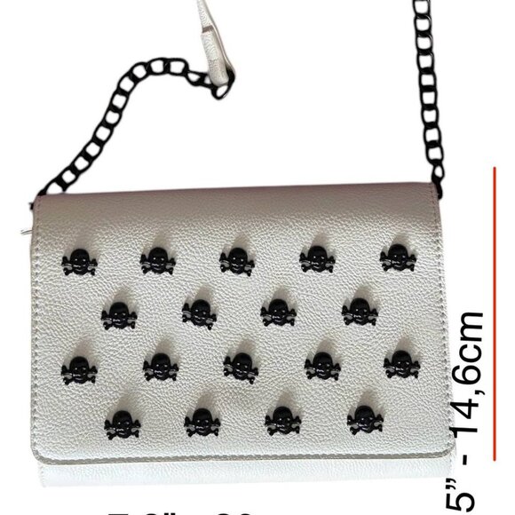 Betsey Johnson White And Black Skull Embellished Crossbody Bag - Picture 3 of 7